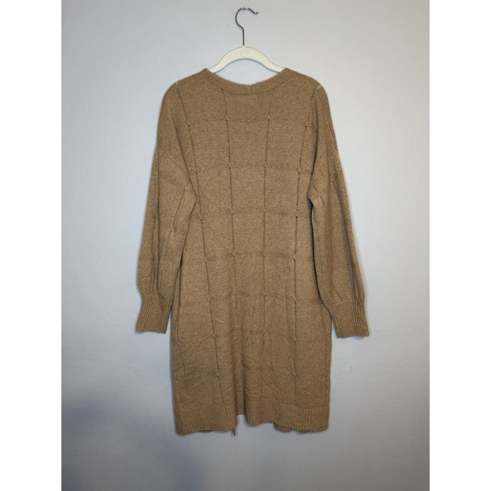 New Olive + Oak Soft Cozy Long Sweater Duster Cardigan Size Medium Pockets Beige - Picture 3 of 8